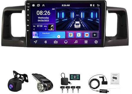 HTXPSM Android 13 Doble DIN Pantalla Táctil Estéreo para Auto Reproductor de DVD Navegación GPS para Toyota Corolla 2000-2004 Bluetooth 9 Pulgadas Inalámbrico Carplay Cámara de Marcha Atrás Controles