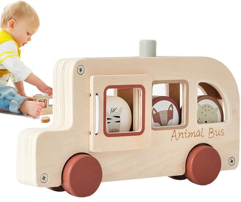 Hitburu Leksaksbuss För Barn | Träleksaker För Småbarn | Interaktivt Bärbart Lärande Spel För Kreativt Lekstimme Hemma Eller I Skolan
