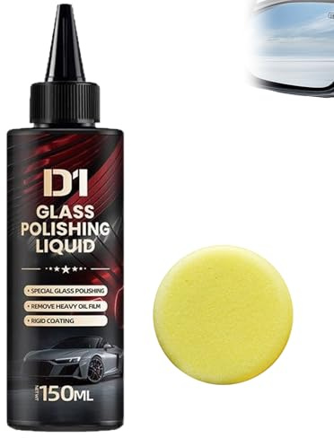 D1 Glass Polishing Liquid,Glas Kratzer Entferner Scheibenpolitur Auto,Glaspolitur Gegen Kratzer im Glas,Car Glass Oil Film & Scratch Remover Car Polish for Swirls,Scratches,Wiper Marks (150ml)