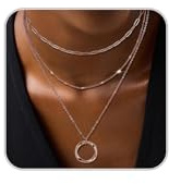 RWQIAN 3 Pieces Women's Necklaces with Round Pendants - Gold, Rose, Silver - Adjustable Chain Waterproof Ideal Jewelry Gifts