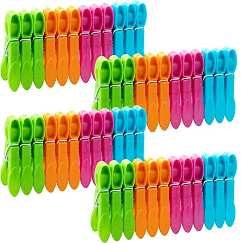 48 pezzi Mollette per Bucato Antiscivolo, Mollette di Plastica Colorate, Mollette per bucato in plastica con stabile molla ad anello esterno,per stendibiancheria o appendiabiti