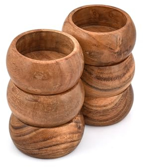 EDHAS Lot de 6 petits bols ronds rustiques en bois d'acacia pour collations, noix, salsa et décoration de cuisine (7,6 x 7,6 x 3,8 cm)