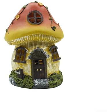 Solarbetriebene Gartendekoration, 16 x 15 x 22 cm, Feen-Pilzhaus-Licht mit automatischem Dämmerungssensor, wasserdichte Solarlampe für den Außenbereich aus Kunstharz, Gartenfeenhaus-Dekoration