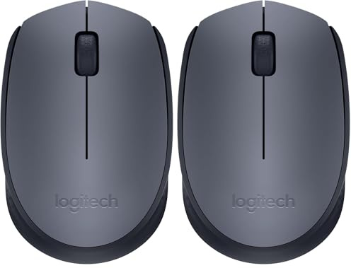 Logitech Souris sans Fil M170, 2,4 GHz avec Nano-récepteur USB, Suivi Optique, autonomie de 12 Mois, ambidextre, PC/Mac/Ordinateur Portable, Noir/Gris (Lot de 2)