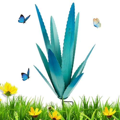 Generisch Plantas de agave – 45 cm de altura - Decoración de jardín de metal | Escultura de plantas de hierro forjado, figuras decorativas para interiores y exteriores para patio, patio, jardín y