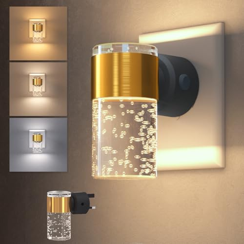 NIORSUN Night Light Plug into Wall, Auto On/Off, 3000K, Gold, 1 Pack | Eye Friendly Warm White, Dusk to Dawn Sensor, Dimmable Nightlight for Bedroom,Hallway,Bathroom,Stairway Atmosphere