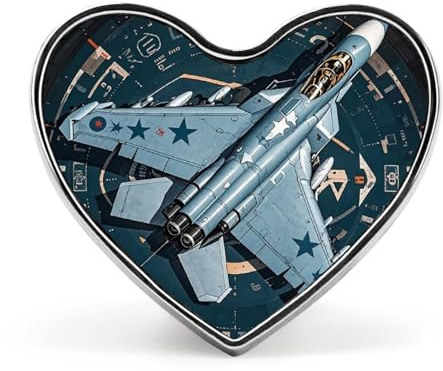 Leichte, robuste Anstecknadel aus Metall mit Motiv eines Kampfjets der US-Luftwaffe, rundes, modisches Herzabzeichen für Hemden, Jacken und Hüte