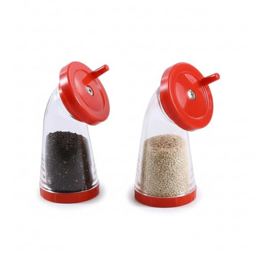 2er Set Sesammühle & Leinsamenmühle Manuell – 12cm Kompakt-Handmühle mit Edelstahl-Mahlkern – Präziser Gewürz-Zerkleinerer für Sesam, Leinsaat & Gomasio – Tischmühle für Müsli, Salat & Reis