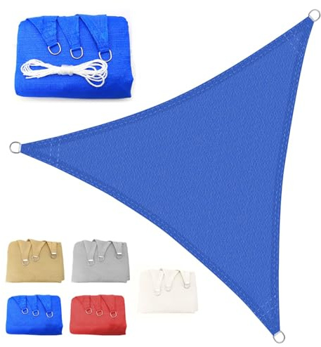 Tenda A Vela Triangolare 6x6x6m Vela Ombreggiante 185gsm HDPE Traspirante Protezione Raggi UV 95% per Esterno Giardino terrazza, Blu