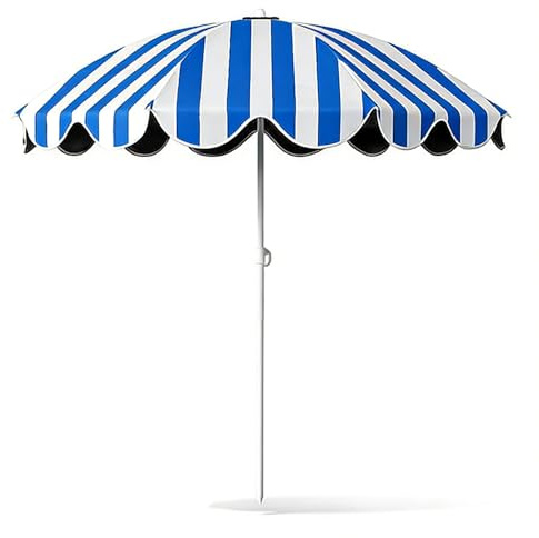 Ombrellone da spiaggia a strisce, ombrellone da giardino e patio, Parasole leggero e regolabile per piscina, prato, terrazza, cortile(Bleu)