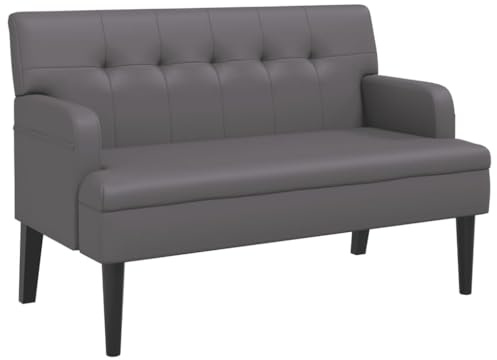 Mhdvray Sitzbank mit Rückenlehne Grau 112x65,5x75 cm Modernes Kunstleder Eckbank Esszimmerbank für Küche Büro Flur Schlafzimmer Indoor
