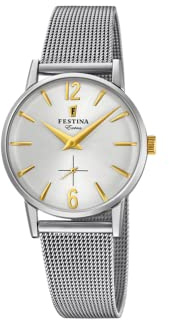 Festina Damenuhr Analog aus Edelstahl 316l Silberfarben | Quarzwerk, Damenuhren, Widerstandsfähiges Glas, Special Prices F20258/2