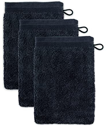 möve Superwuschel Waschhandschuh 15 x 20 cm aus 100% Baumwolle, dark grey 3er Set