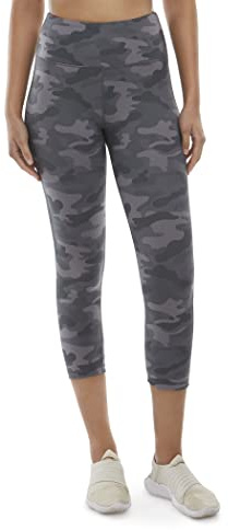 Danskin Womens All Over Printed Capri Leggings, Grey Camo Print, Medium US