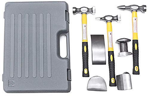 Walgreen® 7pc Car Auto Body Dent Repair Panel Kit + Case - Beaters Beating Fibreglass Hammer