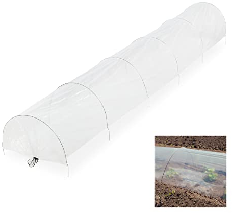 Relaxdays Serra per Orto Mini, con Zip, Tunnel di 3,7 m, Pieghevole, da Giardino, Protezione per Piante, Trasparente
