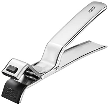 GEFU Backofenzange FIXIT - Greifer für Backbleche & Auflaufformen | Hitzebeständige Backblechzange aus Edelstahl & Silikon bis 250 °C, ideal für Pizzableche, spülmaschinengeeigneter Griff