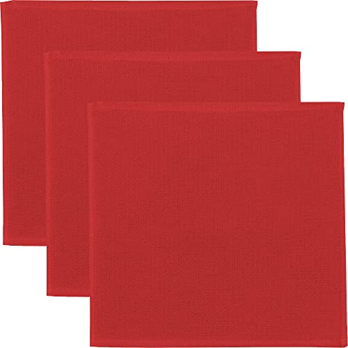 Erwin Müller Reinigungstuch, Putztuch, Putzlappen, Spültuch 3er-Pack rot Größe 25x25 cm - 100% Baumwolle, zum Spülen oder Staubwischen, robust und langlebig, mit Frottierseite
