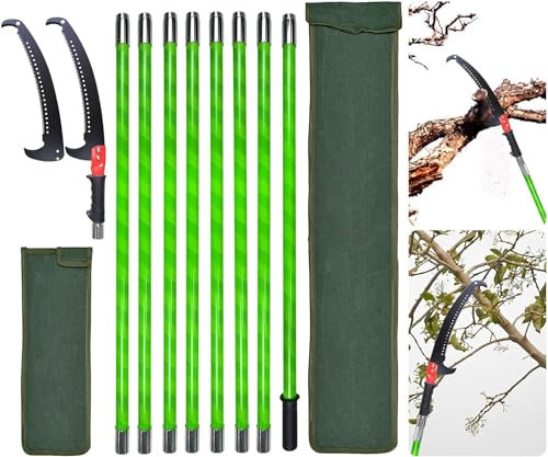 SUNORCHID Pole Pruning Saw 27 Foot Long Handle Adjustable Length, Tree Pruner Tree Loppers Long Reach for Palm Oak High Branches ;with Carry Bag and Sturdy Pole, Cuts Clean and Fast