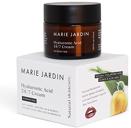 MARIE.JARDIN - Hyaluron Creme 50 ml, Feuchtigkeitscreme mit Aloe Vera und Quitte, 24/7 Tag- und Nachtcreme, Naturkosmetik für Gesicht, Hals, Dekolleté, Augen - Anti-Falten, für Frauen und Männer (3)