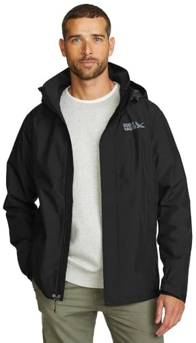 Eddie Bauer Men's Rainfoil Packable Jacket, Black Recycled, XX-Large