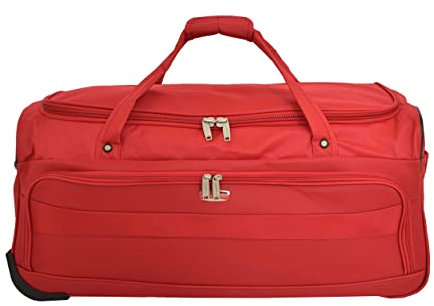 DR488 Leichte, große Reisetasche mit Rollen, Rot, rot, M, Reisetasche aus Leder mit Rädern