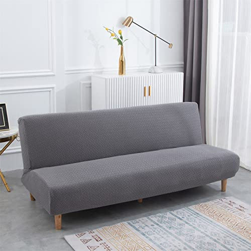 TOPCHANCES Armlose Futon Sofa Bett bezüge - Hochelastische weiche Klappsofabezüge ohne Armlehnen, armloser Schlafsofa-Überwurf, Couch Sofa Schutz passend für 2-3-Sitzer Klappsofa (Grau gewebt)