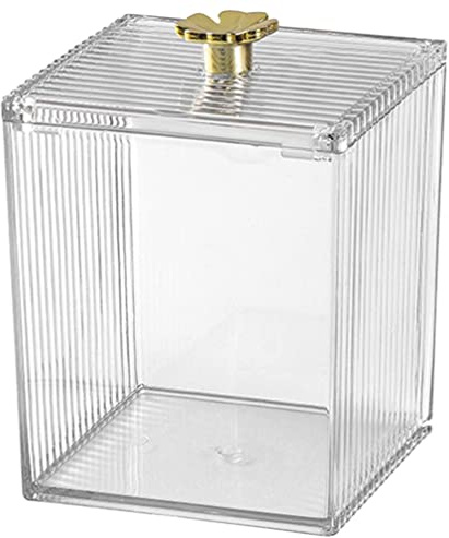 Cabilock Makeup Cotton Organizer Box with Dustproof and Moisture-proof Pet Lid for Vanity Table and Dresser Cotton Swab Storage Case