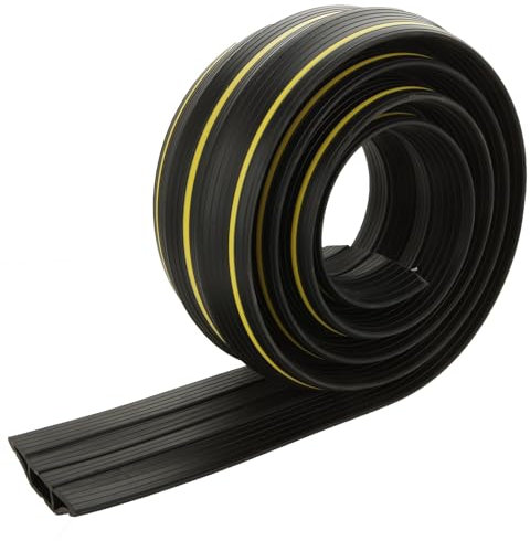 AKOLAFE Protector de cable de 2 m, cubierta de cable de goma negra para exteriores, impermeable, a prueba de animales, con 3 canales de cable para garajes, oficinas, minoristas, gimnasios, protección