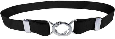Dam smal elastisk midjebälte stretch retro midjeband för jeans byxor klänningar klänningar, Svart, en storlek