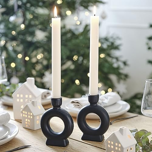 Ginger Ray Lot de 2 bougeoirs en céramique Noire pour décoration de Table de Noël