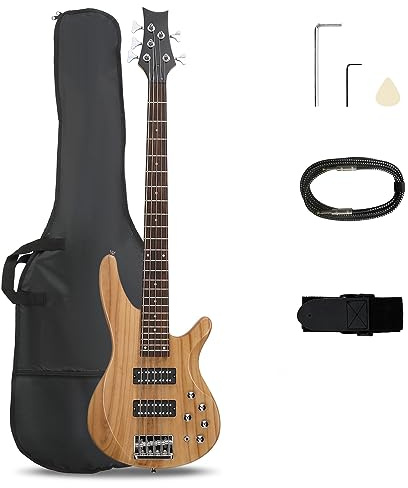 Ktaxon 5 String Electric Bass Guitar | Full Size 5 String Bass Guitar Kit