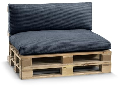 Gutekissen® Palettenkissen, Gartensofakissen, Sitzkissen, Rückenkissen, gefüllt mit Pulirethangranulateinlage, viele Farben und Größen PWL (Set (Sitzkissen 120x80 +Rückenlehne 120x40), Dunkelblau)