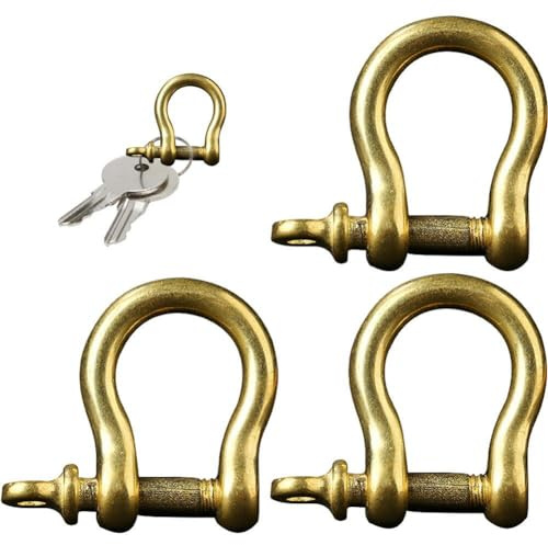 Anneau en D serrures à Manille 3 pièces Anneaux à vis en Laiton Antique pour Porte-clés Bracelet Porte-clés Accessoires d'artisanat Cuir Bricolage