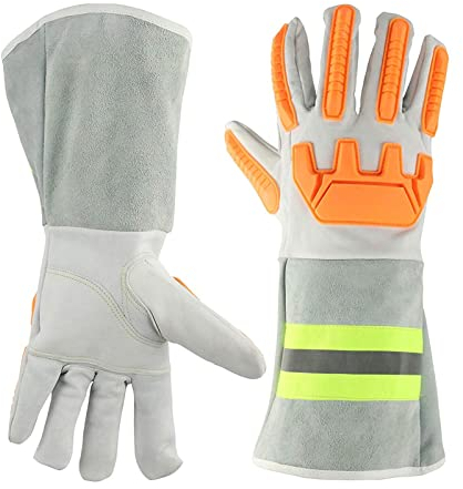 Handschuhe Widerstandsfähig 016 / 017L Schweißhandschuhe Hitzebeständig ideal zum Kochen/Backen/Kamin/Tierhandling/BBQ - Schwarz-grau 14/16 Zoll (Color : F)