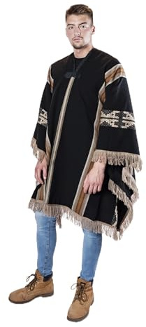Huapui Erleben Sie ultimativen Komfort mit unserem Woll-Poncho für Herren, Herrenponcho, mexikanische Ponchos Herren, Wollponcho Clint Eastwood, Schwarz, Beige, Camel, Einheitsgröße