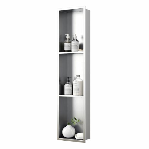 Neodrain Wandnische Dusche Edelstahl Dreifach-Duschnische Wandnische Lagerung für Badezimmer 90x20 cm
