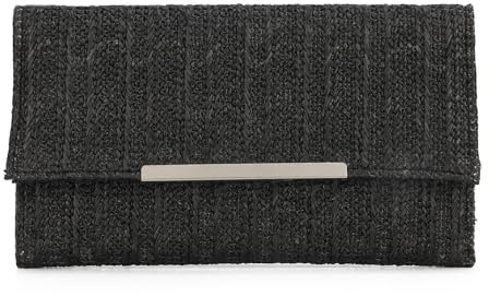 EVEOUT Straw Clutch for Women Woven Handbag with Shoulder Strap for Wedding Party Summer Straw Shoulder Bag for Beach Vacation