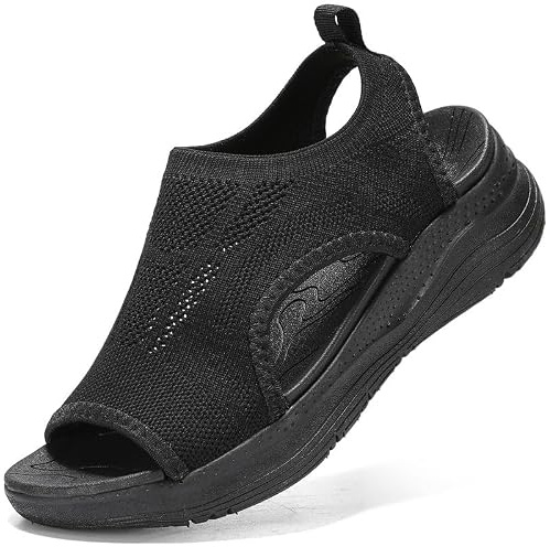 Maxome Walking Sandals for Women Orthopedic Sandals Ladies Arch Support Summer Shoes Womens Wedge Gradation Platform Casual Comfy Washable Slingback Slide Beach Shoes