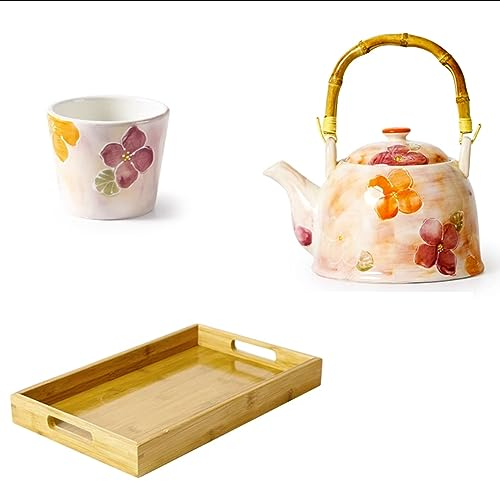 DDKYHU Set da tè Giapponese Set da tè Set da tè Piccolo in Ceramica Trasparente in Stile Giapponese, Set da tè con Tazza teiera pomeridiana Interessante