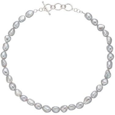 Aqxyxsw Echte natürliche Süßwasser-Grau-Barock-Perlenkette for Frauen 925 Sterling Silber Schmuck 10–11 mm Mädchen bestes Geschenk lingli(Pink pearl necklace,50cm)