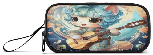 Linnyio Blaues Süßes Cartoon Musik Einhorn Federmäppchen,Federmäppchen,Federtasche,für Schüler Mädchen Jungen