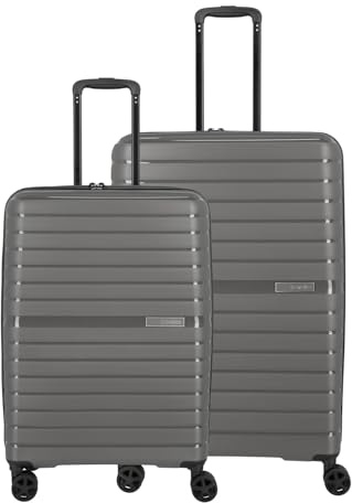 Travelite resväska med 4 hjul, set i 2 delar, storlekar L/M, bagage-serien, TRIENT: Hårt skal med TSA-kombinationslås, antracit, Trolley Set L/M, Trolley med hårt skal med 4 hjul
