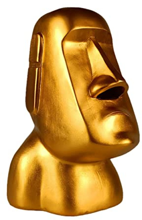 PHENOFICE Moai Steinstatue Taschentuchbox Aus Harz Kreative Serviettenbox Für Badezimmer Dekoration Goldfarbene Kosmetiktücherhalter Für Wohnaccessoires