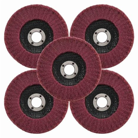woleyuu 5Pcs 4 Inch Nylon Fiber Flap Disc Polishing Grinding Wheel,Scouring Pad Buffing Wheel For Angle Grinder