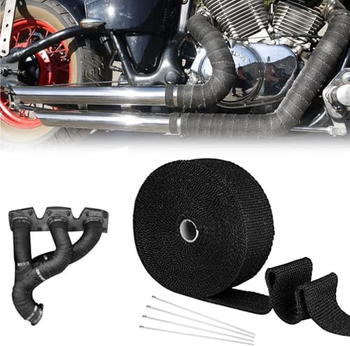 Nastro Termico Isolante,Benda Termica Moto,5M Benda Termica per Scarico Marmitta,Protezione Calore Nastro,per Collettori di Scarico Moto e Auto