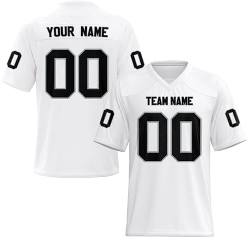 Yunshenla Personalisiert American Football Kostüm Oversize Rugby Trikot Herren Damen Kinder Jugend Custom Jersey Personalized Name Und Number Kindertrikots, Personalisierbar Oder Blanko, S 7XL