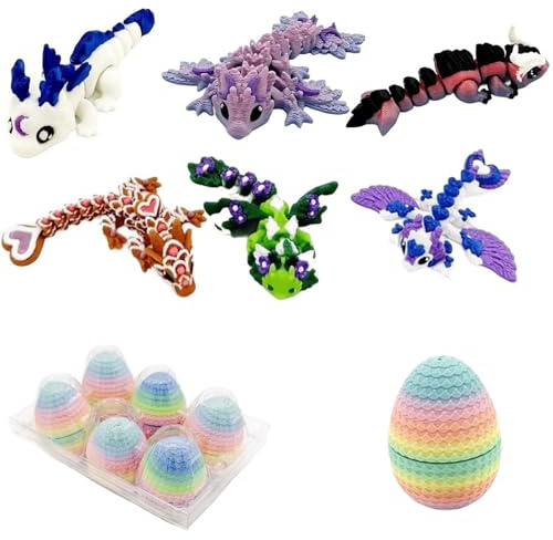 Dragon Eggs Mystery Pack, 6 Collectible Dragons with Rainbow Egg Container, 5-8 cm Toys