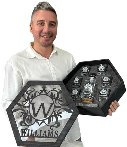 Set di decanter per whisky personalizzati per gli uomini Decanter per liquori personalizzati Home Bar Scatola di legno Bicchieri da whisky Set regalo per gli uomini Cave Compleanno Anniversario Natale