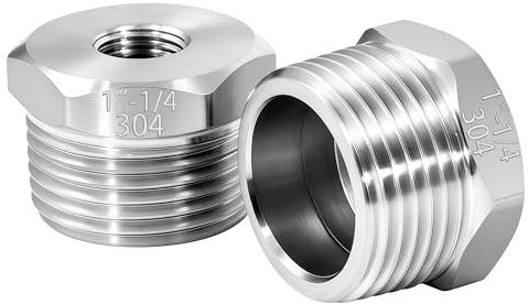 Reductor Hexagonal de Acero inoxidable, 1 Macho a 1/4 Hembra Reductor Conector para Conversión de Conexión de Tubería (2 PCS)